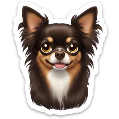 Long hair darkbrown chihuahua  sticker