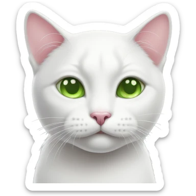 white cat with green eyes and pink nose  sticker