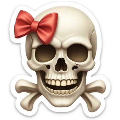 Skull with bow sticker