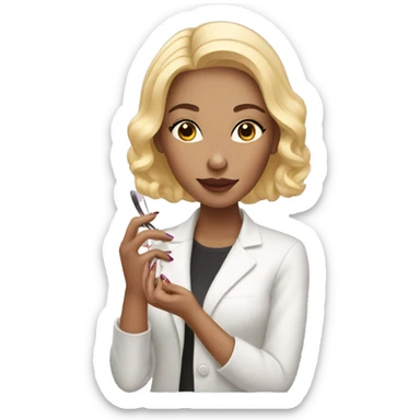 A light-skinned woman does a manicure sticker