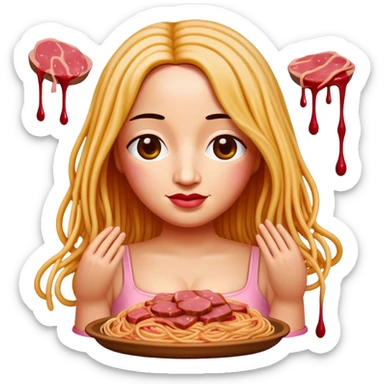  SPAM meat melted pink dripping sauce spaghetti dress monalisa portrait sticker