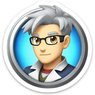 pokemon professor oak anime global trade station badge pokeball sticker