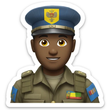 super realistic soldier with Ukrainian flag sticker
