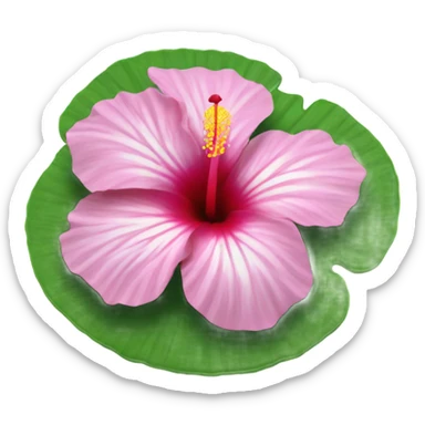 Hibiscus flower on lily pad sticker