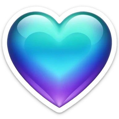 Gradient purple indigo blue cyan green crystal heart sticker