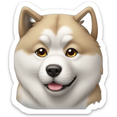 Akita inu with grey cat  sticker