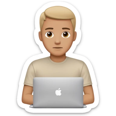 a man behind mackbook the man being little visible form the frony sticker