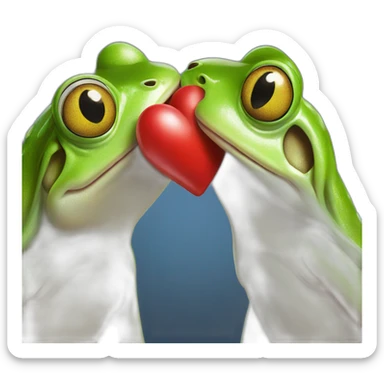 two frogs kissing with a heart over their heads sticker