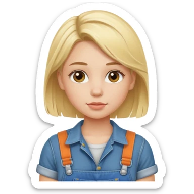 Butch Blonde girl with overalls sticker