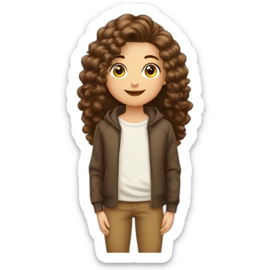 Garçon blanc cheveux marron avec fille marron cheveux long lisse Garçon blanc cheveux marron bouclé couple avec fille marron cheveux long lisse sticker