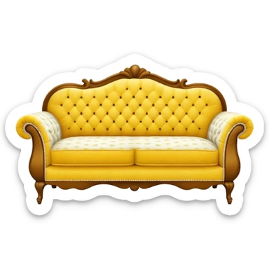Yellow and white vintage couch sticker