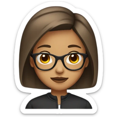 Girl with glasses straight brown mid-short hair sticker