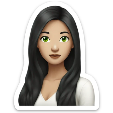 stunning asian woman black long hair, green eyes sticker