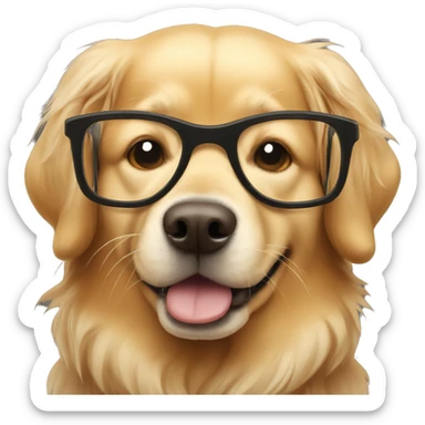 Golden retriever wearing glasses  sticker