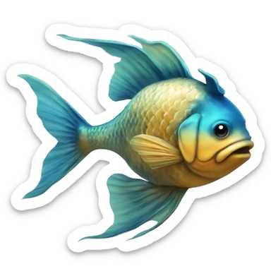 Blue coy fish in Pisces symbol sticker