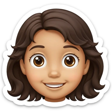 smiling toddler face with big eyes, medium skin tone, and dark wavy hair sticker