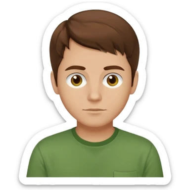 Dom Field brown hair, brown eyes, green shirt sticker