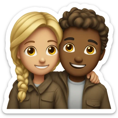 Young man and woman hugging sticker