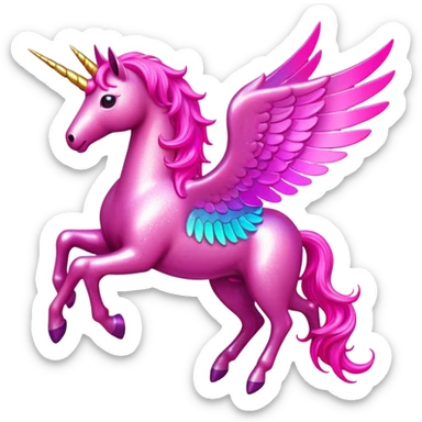 neon pink glittery pegasus unicorn  sticker