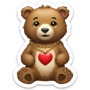a bear with a heart pendant sticker