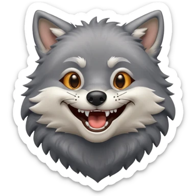 a grey wolf laughing out loud sticker
