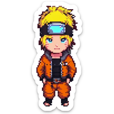 Naruto with a headband pixel art style sticker