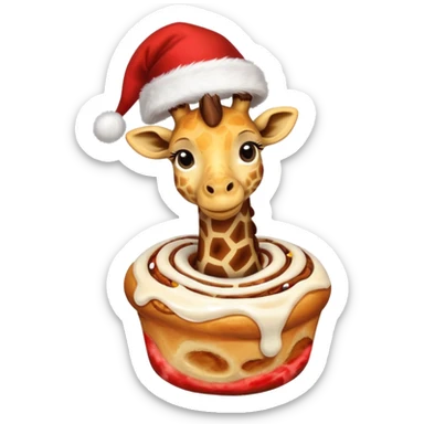 Christmas giraffe and cinnamon roll sticker