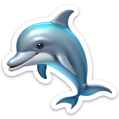 Cinematic Comical Bottlenose Dolphin Portrait Emoji, Head tilted dramatically with an exaggeratedly amused expression, featuring a sleek, shiny glossy body with wide, comically expressive eyes full of playful disbelief and a quirky, animated dorsal fin, Simplified yet hilariously expressive features, highly detailed, glowing with a slightly sassy aquatic glow, high shine, dramatic yet playful, stylized with an air of cheeky marine mischief, soft glowing outline, capturing the essence of a meme-worthy dolphin that looks ready to side-eye its way into viral fame! sticker