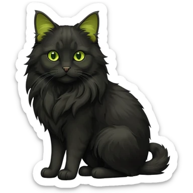 main coon black cat with green yellowish eyes full body sticker