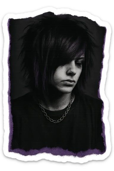 emo style black and purple torn photo sticker