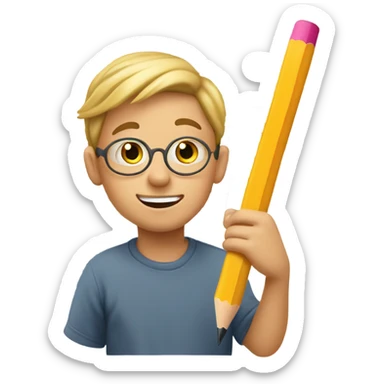 apple style emoji: Kid is doing a quiz sticker