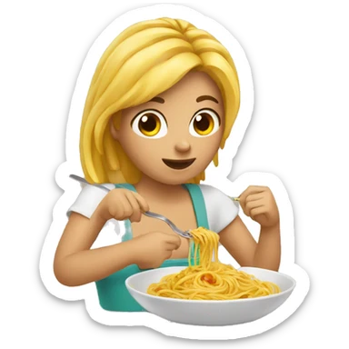 girl eating spaghetti sticker