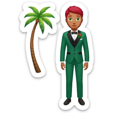 Chico moreno,ojos verdes,vestid novio playa cuerpo entero, pelirrojo sticker