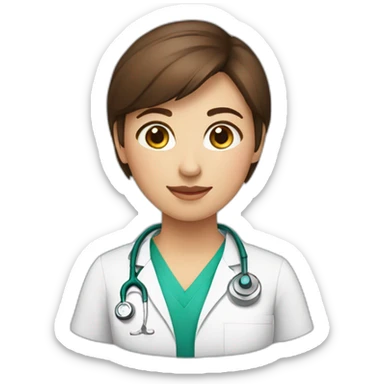 Vet surgeon girl short Brown hair sticker