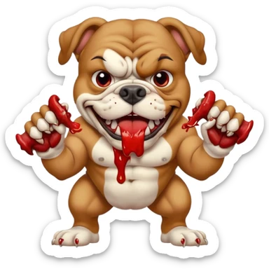 Scary Intense Bulldog, Eating Or Breaking a Bone sticker
