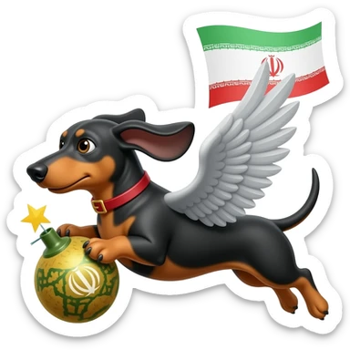 Dachshund flies to bomb Iran sticker