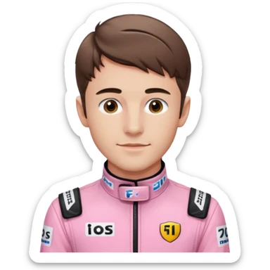 F1 driver Charles Leclerc wearing pink racing overall sticker