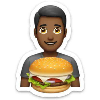 a person with a hamburguer in his hand sticker