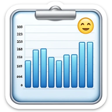 ios style emoji for report sheet consisting multiple graph/ charts with sparkle around the report , no numbers or text sticker