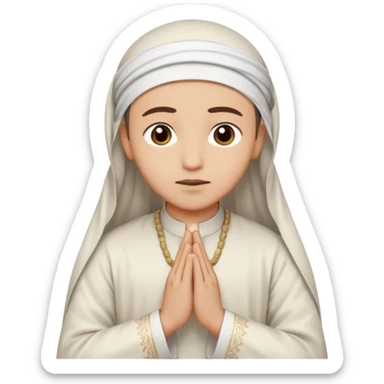 muslim prayer in sujood wearing white islamic garment sticker