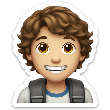 8 years old boy with brown hair and wide smile and loosing a tooth sticker