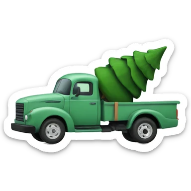 Sage green truck with Christmas tree sticker