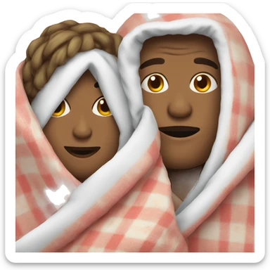two white people wrapped in a blanket sticker