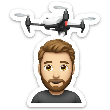 Man with beard flying a drone sticker