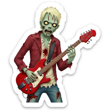 Zombie playing a heavy metal guitar sticker
