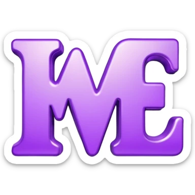 3D text that spells "me" in a shiny purple fancy font  sticker