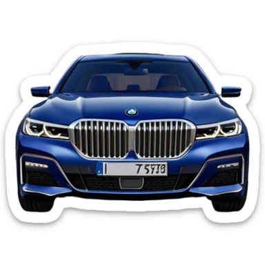 BMW 7 Series (2022) – cinematic-realistic BMW 7 Series emoji, its dark blue exterior gleaming under the city lights as it makes its way through bustling streets. The sophisticated interior whispers luxury as the vehicle drives with remarkable poise, embodying a perfect harmony between cutting-edge technology and comfort. sticker