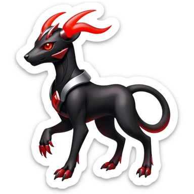 Shiny Gothic Exotic Futuristic Houndoom-Genesect-Pokémon-Fakémon-hybrid-creature sticker