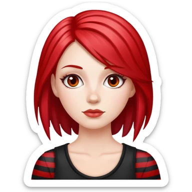 White girl with red and black striped hair sticker