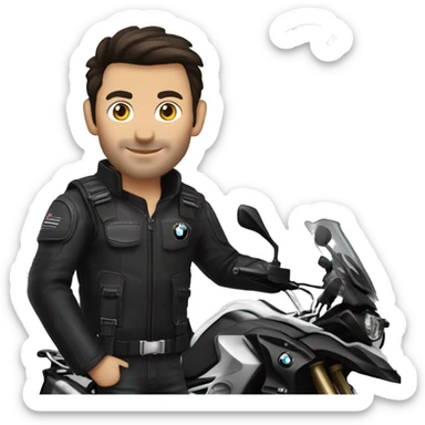 male dark hair no beard and bmw gs 1250 adventure inblack sticker